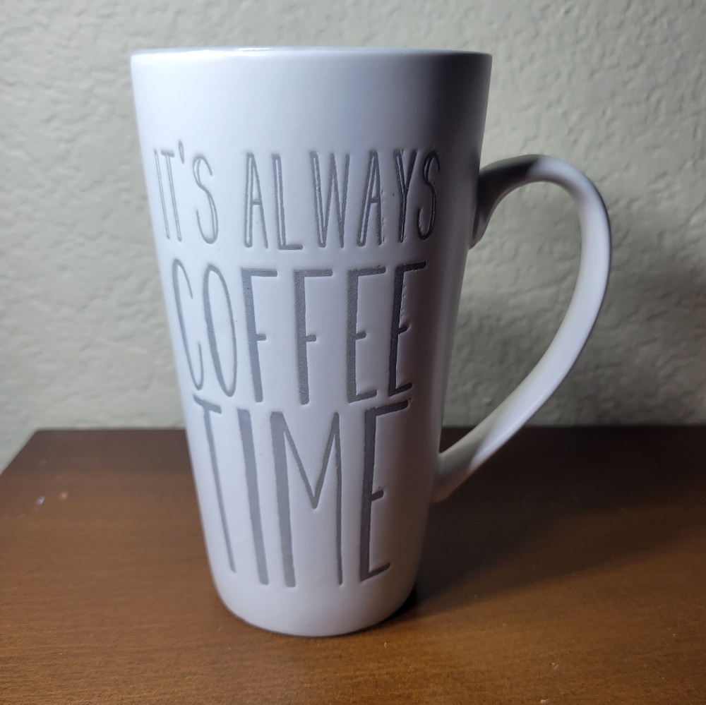 Always Coffee Time Tall Latte Mug Embossed Coffee Cup